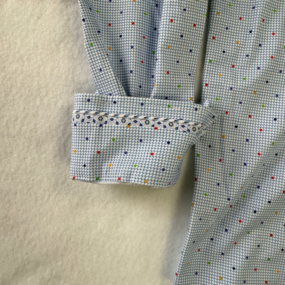 Robert Graham Modern Americana Mens Blue Polka Dot Stretch Shirt Size M Luxury - Picture 7 of 12